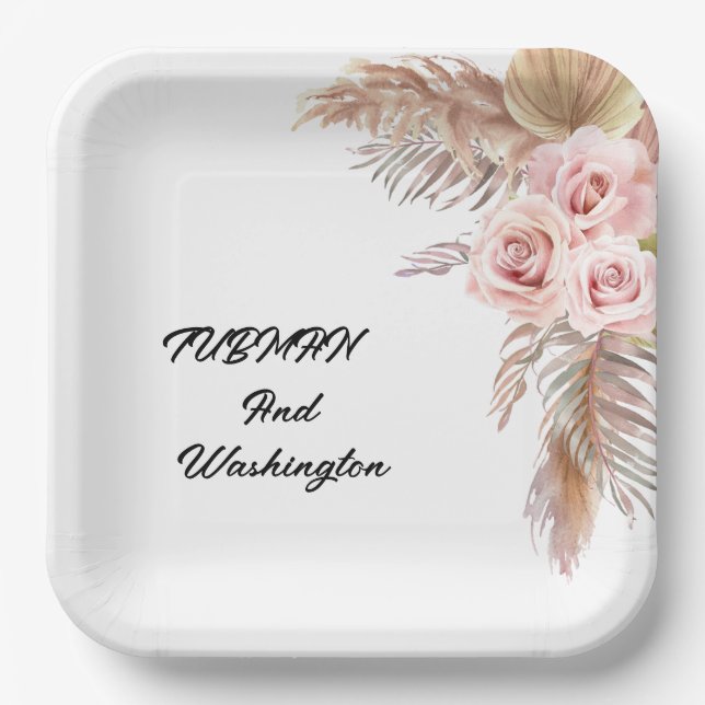 Bohemisch Chic Floral Wedding Paper Teller (Vorderseite)