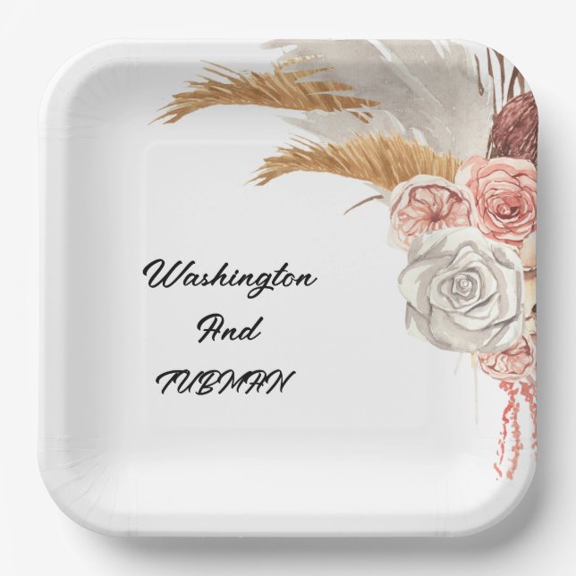 Bohemisch Chic Floral Wedding Paper Teller (Vorderseite)