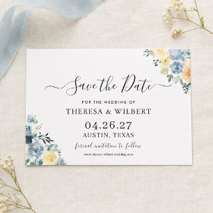Bohemisch Chic Vanilla Blue Wedding Sichern Sie da Einladung