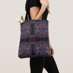 Bohemisch Chintz 18 Lila Blue Schwarz-weiß Tasche