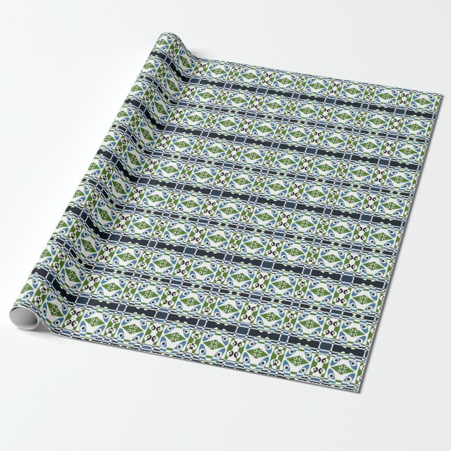 Bohemisch Chintz 1 Blue Green T - Shirt Geschenkpapier (Ungerollt)