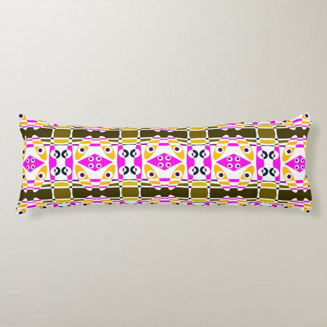 Bohemisch Chintz 41 Orange Olive Fuchsia Pink Seitenschläferkissen (Vorderseite)