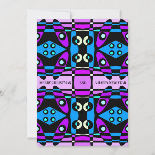 Bohemisch Chintz 48 Lila Blue Black Christmas Feiertagskarte