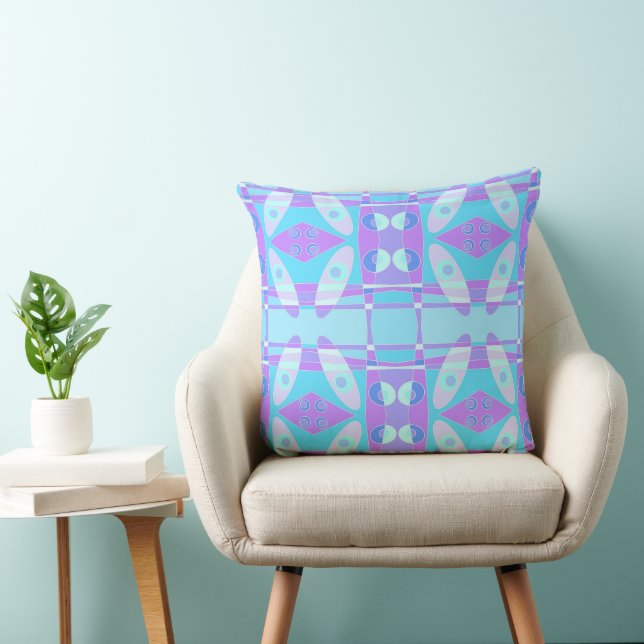 Bohemisch Chintz Lilac Lila Türkis Blau Kissen (Stuhl )