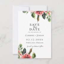 Bohemisch Coral Floral Save the Date