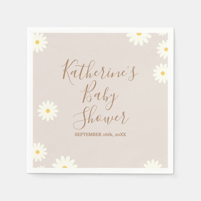 Bohemisch Daisy Floral Baby Shower Napkin Serviette (Vorderseite)