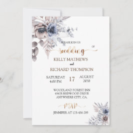 Bohemisch Dusty Blue Hochzeit Einladung