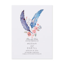 Bohemisch Feathers Rustikal Save the Date