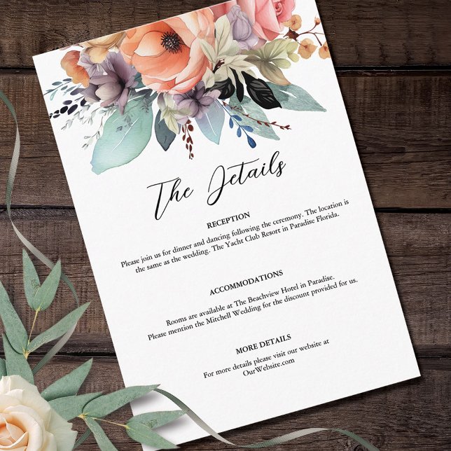 Bohemisch Floral Bouquet Wasserfarbe Begleitkarte (Von Creator hochgeladen)