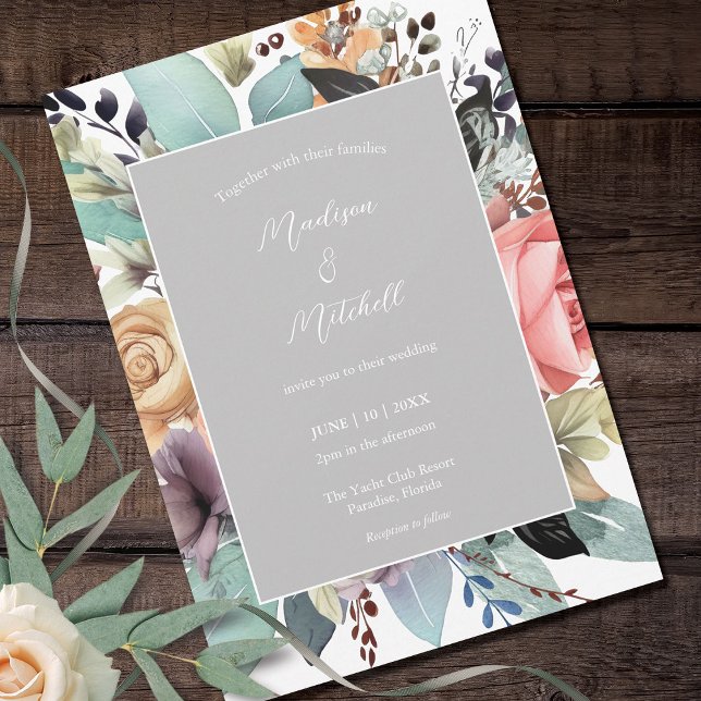 Bohemisch Floral Bouquet Wasserfarbe Einladung (Von Creator hochgeladen)