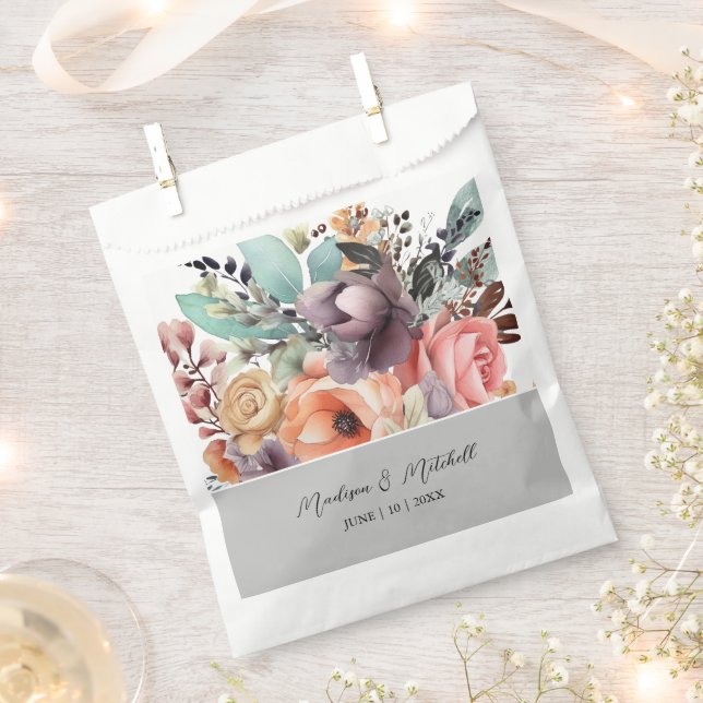 Bohemisch Floral Bouquet Wasserfarbe Geschenktütchen (Ausgeschnitten)