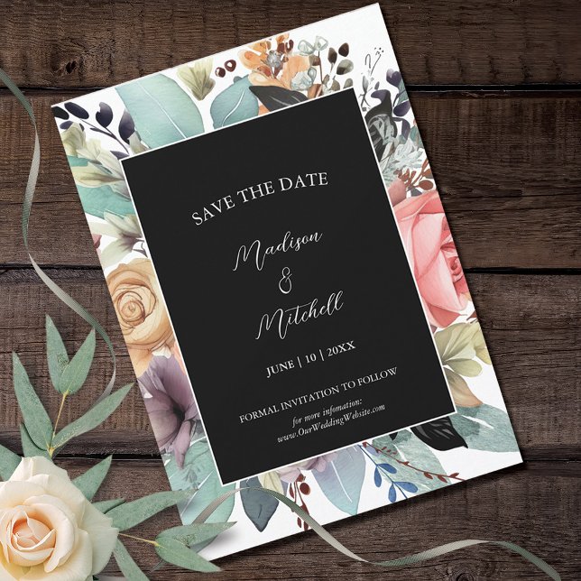 Bohemisch Floral Bouquet Wasserfarbe Save The Date (Von Creator hochgeladen)