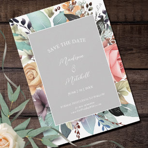 Bohemisch Floral Bouquet Wasserfarbe Save The Date