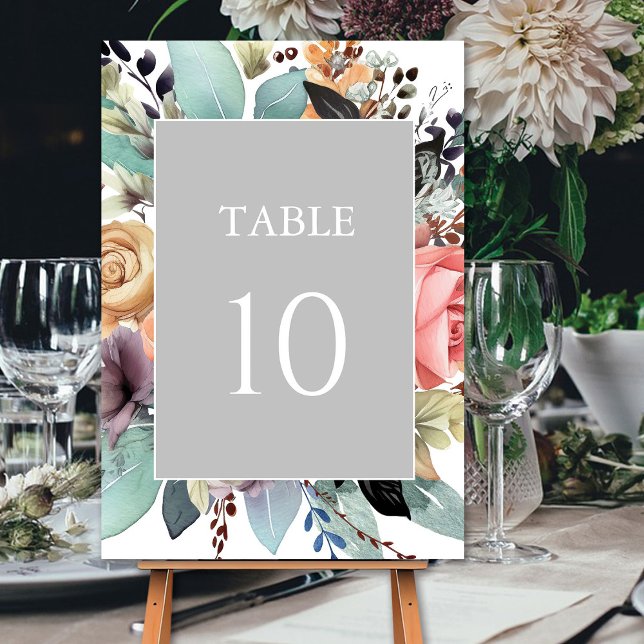 Bohemisch Floral Bouquet Wasserfarbe Tischnummer (Von Creator hochgeladen)