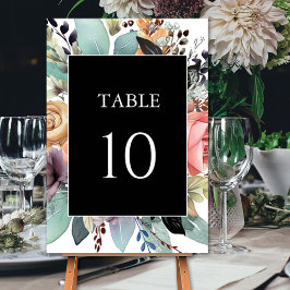 Bohemisch Floral Bouquet Wasserfarbe Tischnummer