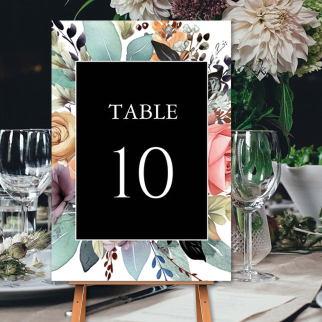 Bohemisch Floral Bouquet Wasserfarbe Tischnummer (Von Creator hochgeladen)