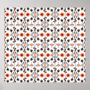 Bohemisch gestreifte Blume: handgezeichnet Vintag. Poster