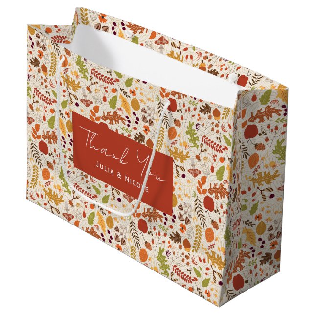 Bohemisch getrocknete Rustikale Herbstfälle Große Geschenktüte (Vorderseite Schrägansicht)