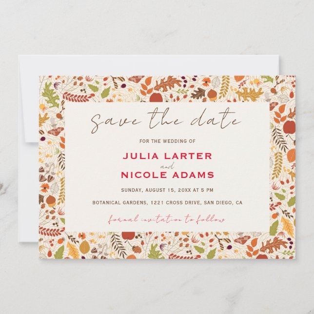 Bohemisch getrocknete Rustikale Herbstfälle Save The Date (Vorderseite)