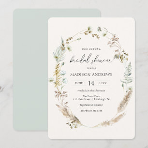Bohemisch getrocknetes Bouquet Blue Brautparty Einladung