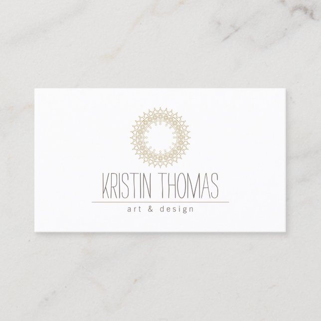 Bohemisch Gold Sun Mandala Designer Business Card Visitenkarte (Vorderseite)