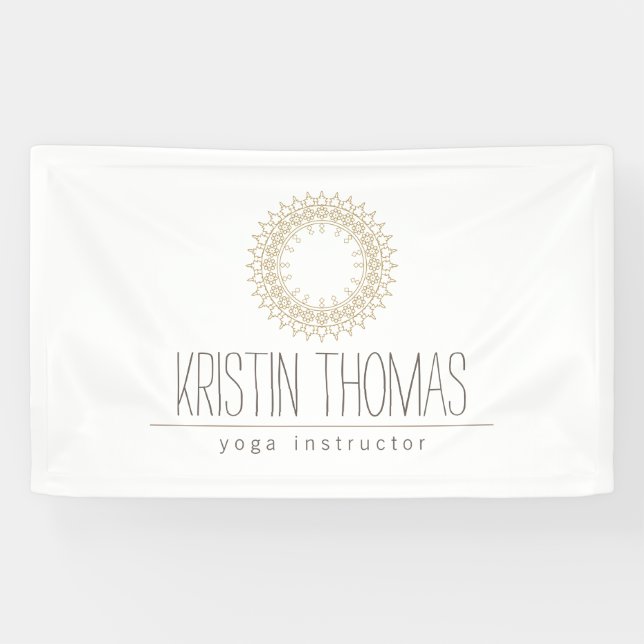 Bohemisch Gold Sun Mandala Yoga Banner (Horizontal)