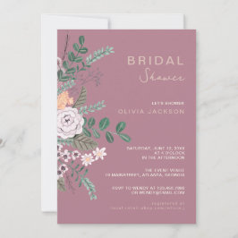 Bohemisch Green & Mauve Chic Floral Blume Bridal Einladung