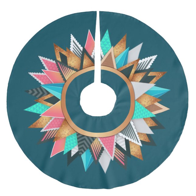 Bohemisch Inspiriert Baumrock Polyester Weihnachtsbaumdecke (Vorderseite)