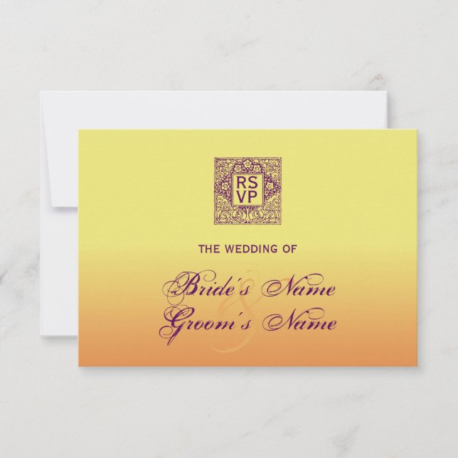 Bohemisch Inspiriert Hochzeitsszenario RSVP Karte (Vorderseite)