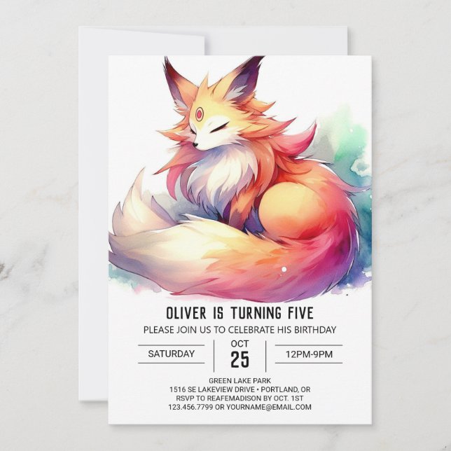 Bohemisch Joyful Fox Geburtstag Einladung (Vorderseite)