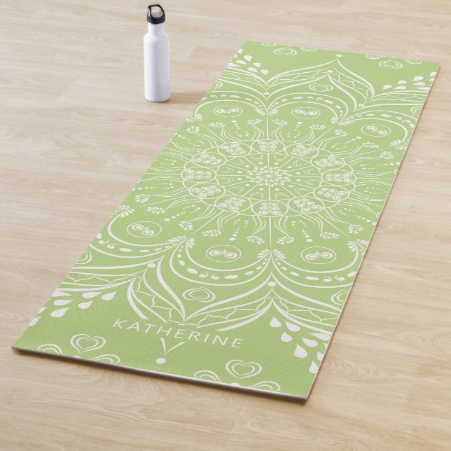 Bohemisch Lime Green Beautiful Mandala Yogamatte (Beispiel)