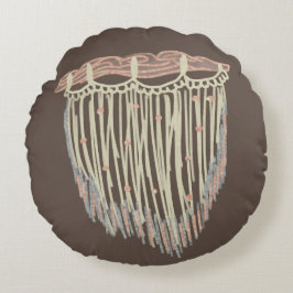 Bohemisch Macrame Hanging Brown Beige Rundes Kissen