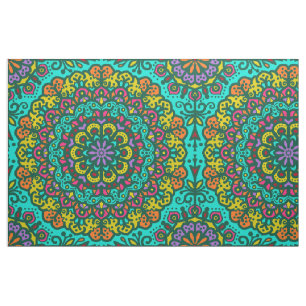 Bohemisch Mandala Jewel Tone Handgezeichnet farbig Stoff