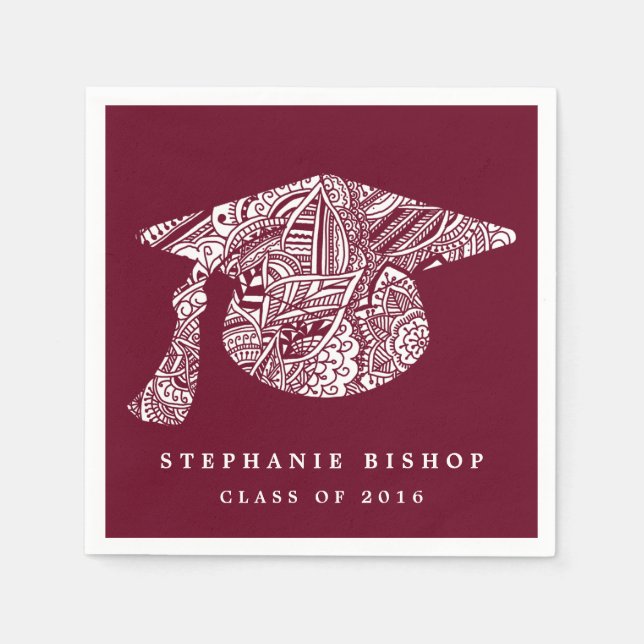 Bohemisch Mandala Pattern Abschluss Hat Serviette (Vorderseite)