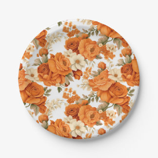 Bohemisch orangefarbene Blume Pappteller