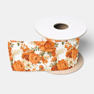 Bohemisch orangefarbene Blume Satinband