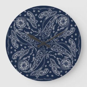 Bohemisch Paisley Vintag Print Große Wanduhr