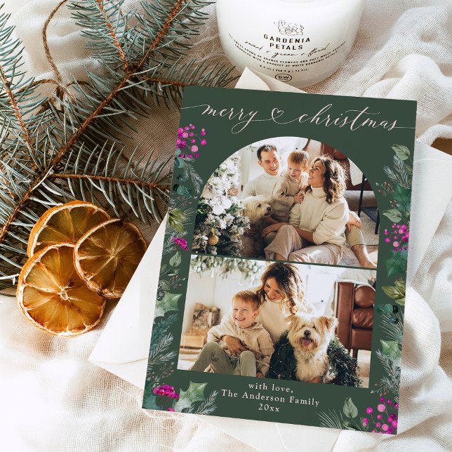 Bohemisch Pink Green 2 Foto Arch Frohe Weihnachten (Von Creator hochgeladen)