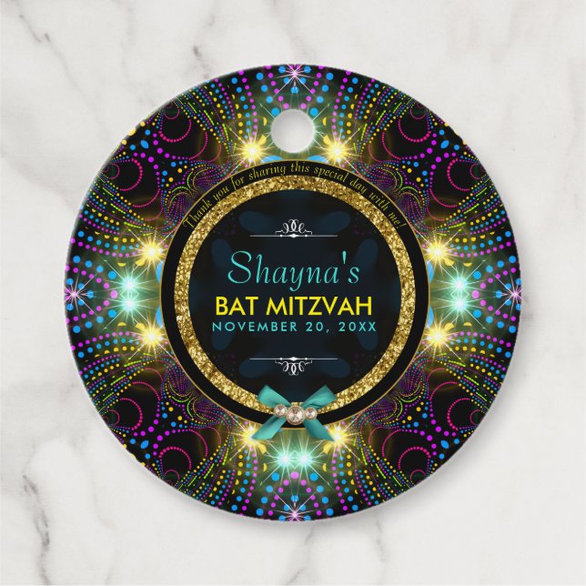 Bohemisch Princess Hübsch Lights Bat Mitzvah Geschenkanhänger (Vorderseite)