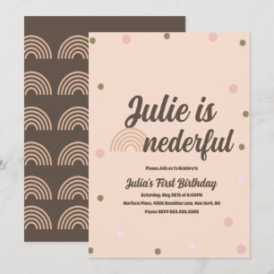 Bohemisch Rainbow First Birthday Onederful Confett Einladung