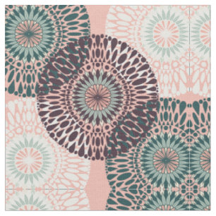 Bohemisch rosa Lila Aquamarine Flora Mandala Zeich Stoff