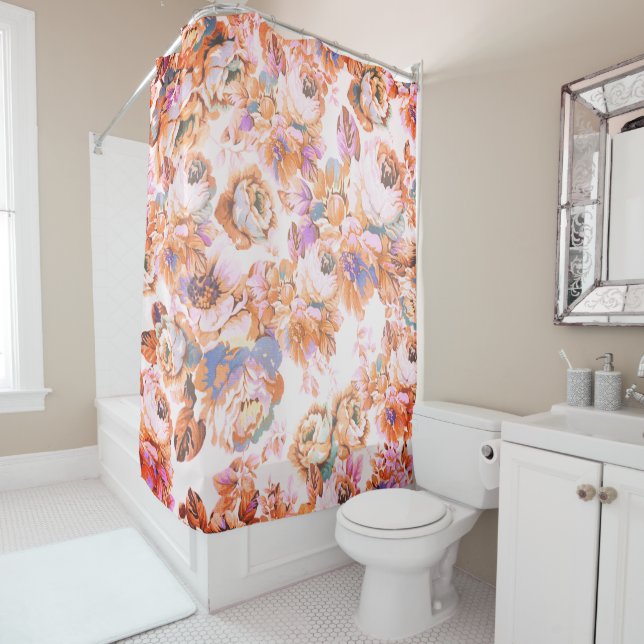 Bohemisch rosa orange braun aquamarine Rose Duschvorhang (Beispiel)