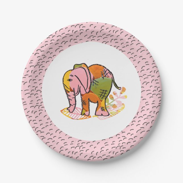 Bohemisch Safari Elephant Teen Tween Party Pappteller (Vorderseite)