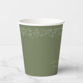 Bohemisch Sage Green Garden Blumen Brautparty Pappbecher