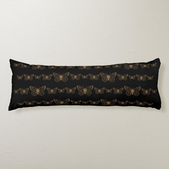 Bohemisch Schwarze Goldschmetterlinge Kissen (Vorderseite)