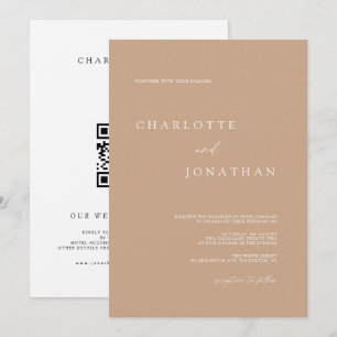 Bohemisch Tan Minimalistische Wüste QR-Hochzeit Einladung