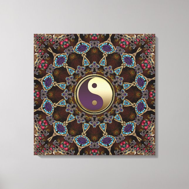 Bohemisch Tapestry Yin Yang Wrapped Canvas Leinwanddruck (Vorderseite)