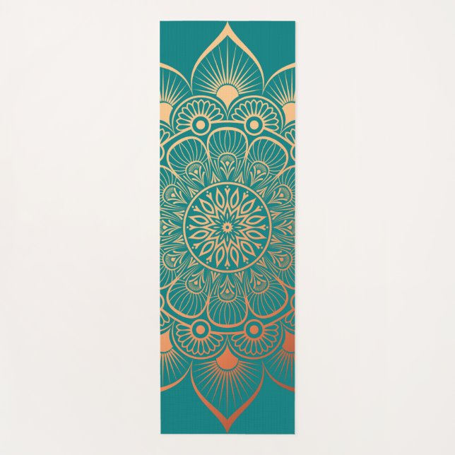 Bohemisch Türkis Peach Mandala Yoga Mat Yogamatte (Vorderseite)