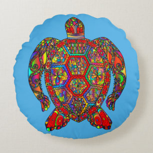 Bohemisch Turtle Pillow Rundes Kissen