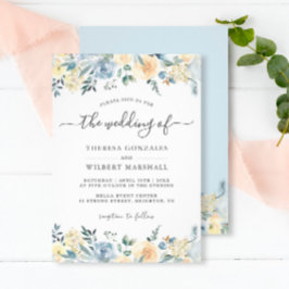 Bohemisch Vanilla Blue Floral Spring Wedding Einladung